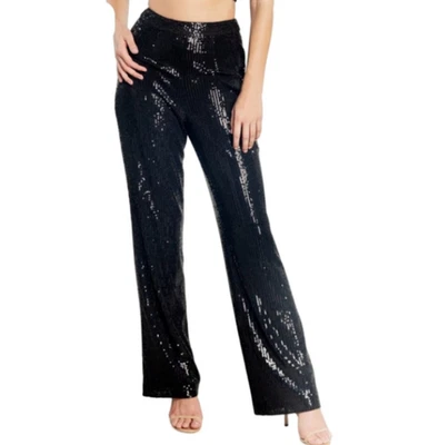 Pantalones St. John Collection By Marie Lentejuelas Negras Talla 10 Santana Tejido Pull on Foto 1 de 4