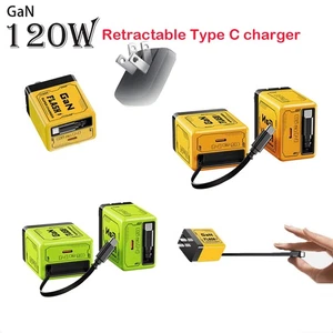 Module Chargeur Rapide 120w Max GaN avec Câble Rétractable Type-C - Photo 1 sur 22