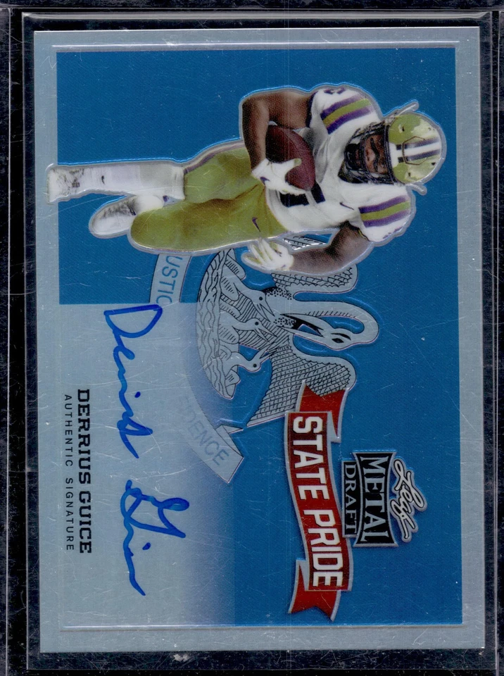 2018 Leaf Metal Draft State Pride Autographs Wave Silver Derrius Guice SP-DG1 - Image 1 of 2