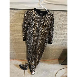 Nick And Nora Cat Leopard Print Footed Pajamas Medium - Picture 1 of 4