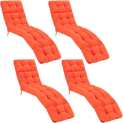 4PCS 73" Lounge Chaise Cushion Padded Recliner Cushion Outdoor Indoor Orange - Image 1 of 4