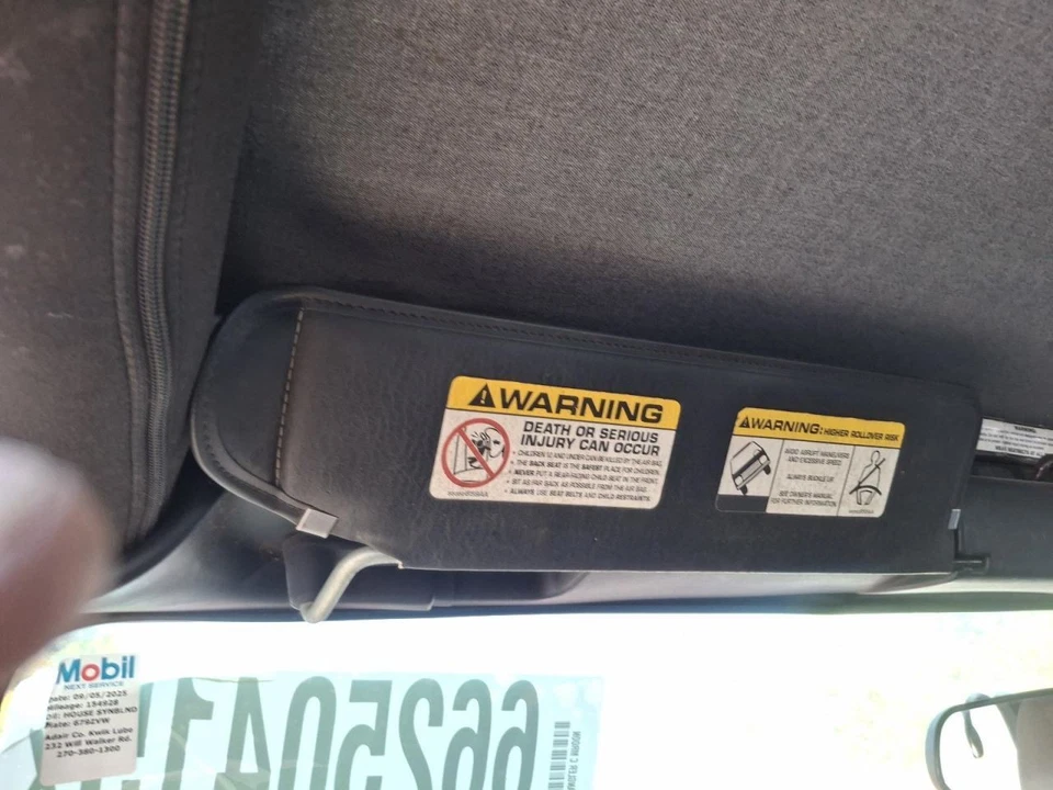 2003 Jeep Wrangler Driver Left Sun Visor w/ Air Bag Warning Label - Used - Image 1 of 1