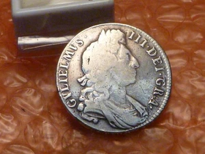 Original 1697 William III Colonial Times Silver Halfcrown OCTAVO Edge RARE #4C - Picture 1 of 4