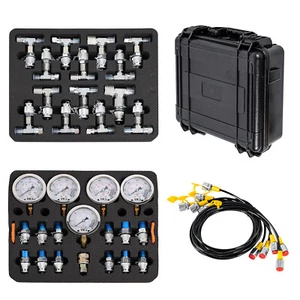 Excavator Hydraulic Pressure Test Kit 5 Hoses 5 Gauges 13 Couplings 14 Connector - Picture 1 of 10