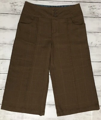 Pantalones/pantalones cortos de vestir capri marrón a cuadros pierna ancha talla 14 George para niña nuevos sin etiquetas Foto 1 de 4