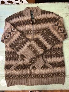 Lauren Ralph Lauren Hand Knit Llama Wool Cardigan Zip Sweater Medium Small - Picture 1 of 12