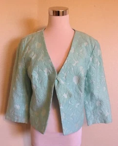Miss Elliette Brocade Floral Bolero Jacket 3/4” Sleeves Size M/L - Picture 1 of 9