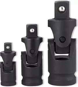 Premium Impact Universal Joint Socket Swivel Set 3 Pieces 1/2" 3/8" 1/4" Drive - Picture 1 of 4