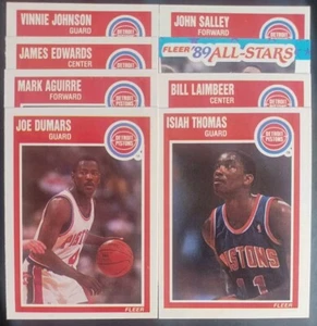 1989-90 FLEER MASTER TEAM SET 7/7 + STICKER DETROIT PISTONS THOMAS HOF MINT 5071 - Picture 1 of 10