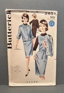 Vintage 1960s Butterick Sewing Pattern 2851 Size 14 Misses Jumper/Jacket - Uncut - Bild 1 von 3