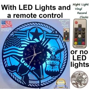 Air Force logo emblem vinyl record wall clock w/wo LED back light lamp shirt art - Picture 1 of 7