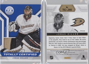 2013-14 Totally Certified Materials Blue Prime /50 Jonas Hiller #TC-JHI