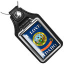 I Love Idaho State Flag Travel Sight See Designs Faux Leather Key Ring