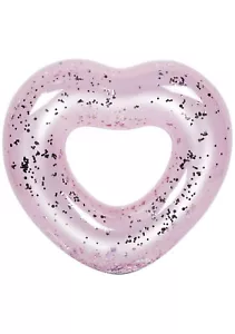 NUOVO anello piscina cuore glitter rosa SunnyLife - VENDITA - spiaggia gonfiabile fiume pigro - Foto 1 di 5