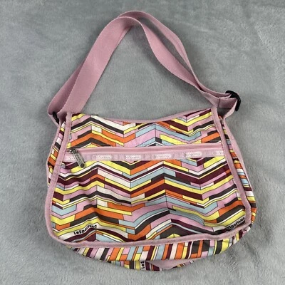 LeSportsac Crossbody Bag Shoulder Pattern Pink Stripes - Image 1 of 4