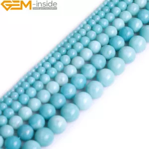 AAA Blue Amazonite Natural Gemstone Round Loose Beads For Jewellery Making 15" - Picture 1 of 55