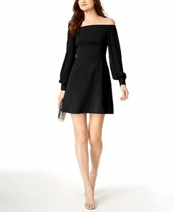 New $298 Jill Jill Stuart Women'S Black Off Shoulder Bishop Sleeve Party Dress 8 - Picture 1 of 2