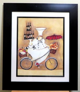 JENNIFER GARANT 'Fat Chef' Framed & Double Matted Print ~ Large 25" X 29" - Picture 1 of 11
