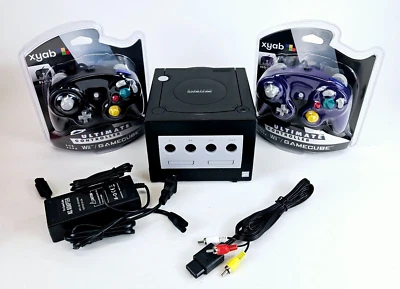Nintendo GameCube Black Console DOL-101 w/ 2 Controllers Bundle Tested & Cleaned - Image 1 of 4