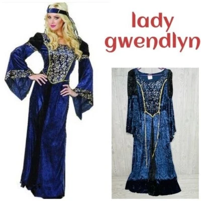 Dama Gwendlyn Azul Renacimiento Vestido Halloween Disfraz Cosplay Ren Fair 8-10 Foto 1 de 4
