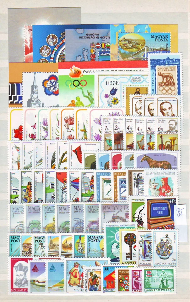 HUNGARY - 1985. Complete year set of 68 stamps and 7 s/s - MNH - Image 1 of 1