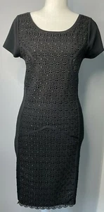 Lauxes Black Bandage Dress Size L, cocktail evening bodycon short sleeve - Picture 1 of 10