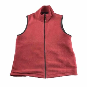 LL Bean Vest Men Medium Regular Red Fleece Full Zip Pockets Lightweight Jacket * - Picture 1 of 9