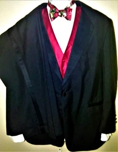 John-Paul Ltd.Tuxedo Suit 42R Jacket/40-36 Adjustable.Pants/Shirt/Vest/Bow Tie - Picture 1 of 12