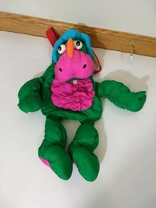 De Colección Dinosaurio Triceratops Puffalump Bolso de Mano Nylon Paracaídas Felpa Pijama Abrazador - Imagen 1 de 9