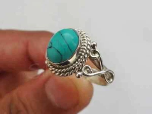 Anillo Boho De Declaración De Plata Esterlina 925 Con Piedra Turquesa - Imagen 1 de 5