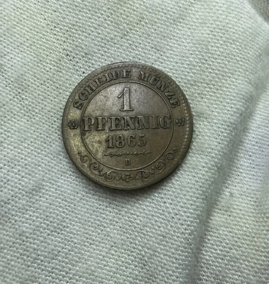 1865 B German States Saxony 1 Pfennig Higher Grade R78 - Image 1 of 2