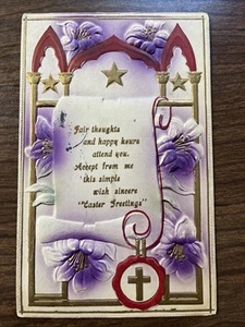 Easter Greetings Divided Back Postcard ~ Posted ~ Embossed - Picture 1 of 2