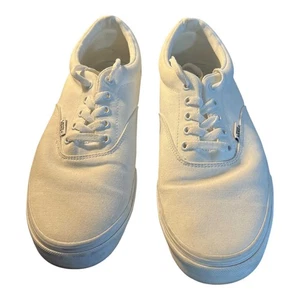 Vans Herren Authentisch Weiß/Weiß Canvas Skate Schuhe Sneaker Größe 11,5 US - Bild 1 von 12