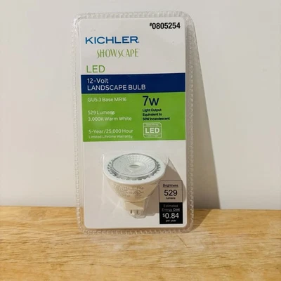 Kichler Showscape 7 Watt EQ MR16 Warm White LED Light Bulb GU5.3 Base #0805254 - Image 1 of 4