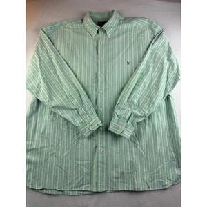 Ralph Lauren Classic Fit Striped Button Down Shirt Men's 2XB Green White Purple - Picture 1 of 7