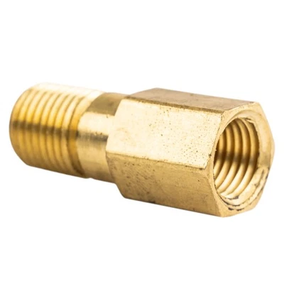 1/4" NPT Extender Pipe Fitting 1-9/16" Long Solid Brass Pressure Gauge Adapter - Image 1 of 4