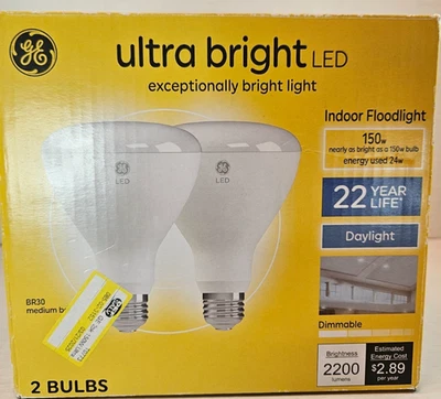 GE 2pk 24W Ultra Bright BR30 LED Indoor Floodlight Daylight - Image 1 of 4