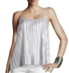 H&M Silver Pleated Metallic Camisole Tank Top Size M - Picture 1 of 9