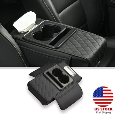 Cojín reposabrazos cubierta consola central coche con ranura para caja de pañuelos para teléfono y taza Foto 1 de 4