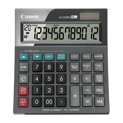 Canon Calculator 12 Digit Portable AS220RTS - Grey - image 1 of 2