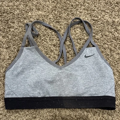 Nike Dri Fit Women’s S Sports Bra Gray Black B25 - Image 1 of 3