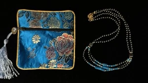 Hematite Turquoise Beaded Graduated 3 Strand Necklace Boho Navajo Style Rose - Picture 1 of 9