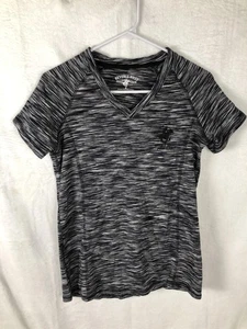 Beverly Hills Polo Club Shirt Womens Medium Black Gray Space Dye V-Neck Stretch - Picture 1 of 7