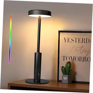 Kleine kabellose Tischlampe, 3 Farbtemperaturen & 7 RGB-Farben, eingebaut schwarz - Bild 1 von 7