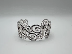Vintage ROSS SIMONS Rhodium over Sterling Silver Open Swirl Cuff Bracelet - Picture 1 of 6