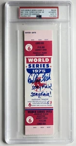 Carlton Fisk Signed 1975 World Series Game 6 Ticket Proof “Stay Fair” PSA/DNA 10 - Picture 1 of 5