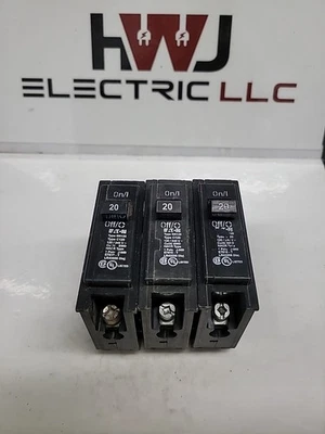 (Lot Of 3) New Eaton BR120 20 Amp I Pole Circuit Breaker Cutler-Hammer C120