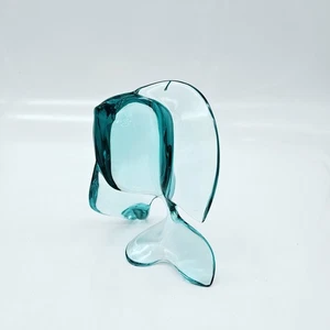 Statuina vetro cristallo turchese pesce forma libera Baccarat 4,5" Francia DANNEGGIATA - Foto 1 di 9