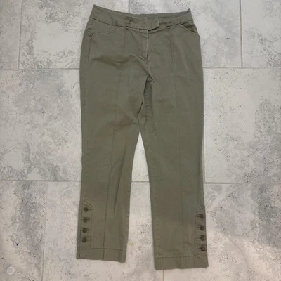 Soft Surroundings Pants Womens Medium Pintuck Stretch Trouser Button Cuffs - Image 1 of 4