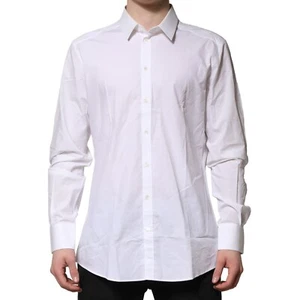 DOLCE & GABBANA Shirt White GOLD Cotton Men Dress Formal 40/US15.75/M RRP 330usd - Picture 1 of 8